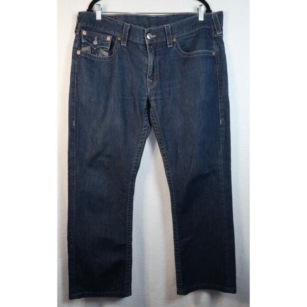 True Religion RICKY TRIPLE LOGO SUPER T FLAP POCKET STRAIGHT‎ JEAN SIZE 38